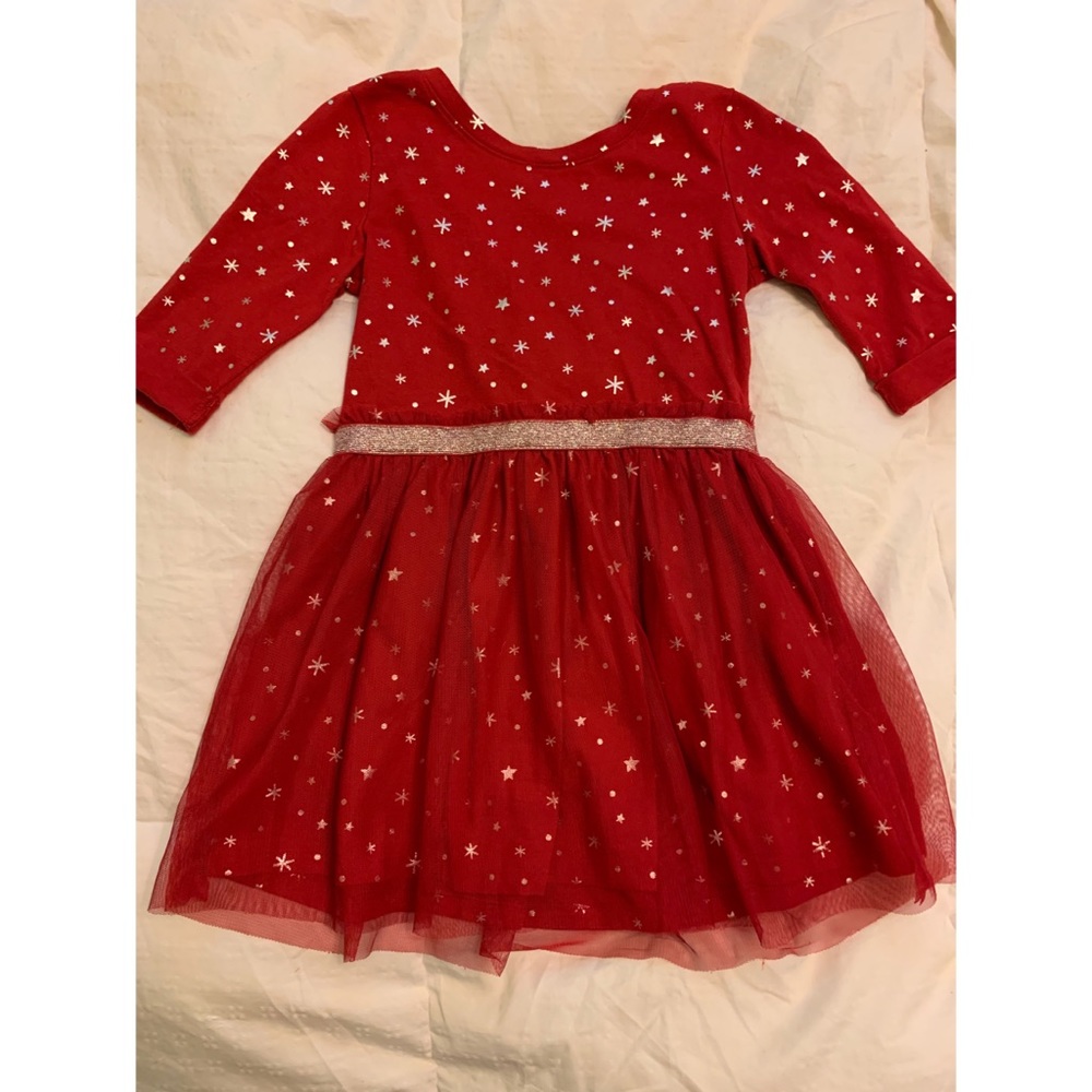 Girls Red & Silver Star Dress